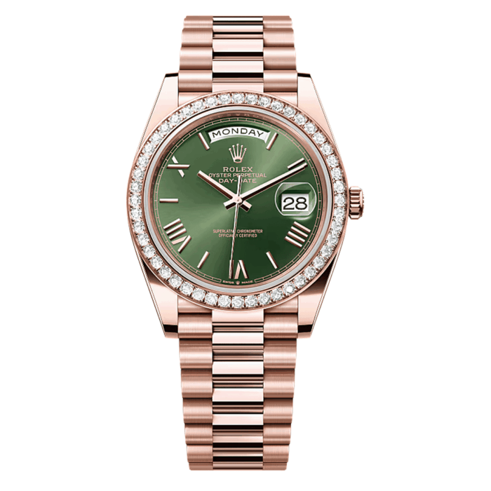 Rolex Day-Date Rose Gold Diamond Bezel Replica - Image 1