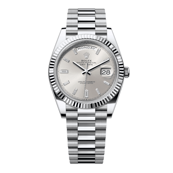 Rolex Day-Date Silver Diamond Dial Replica - Image 1